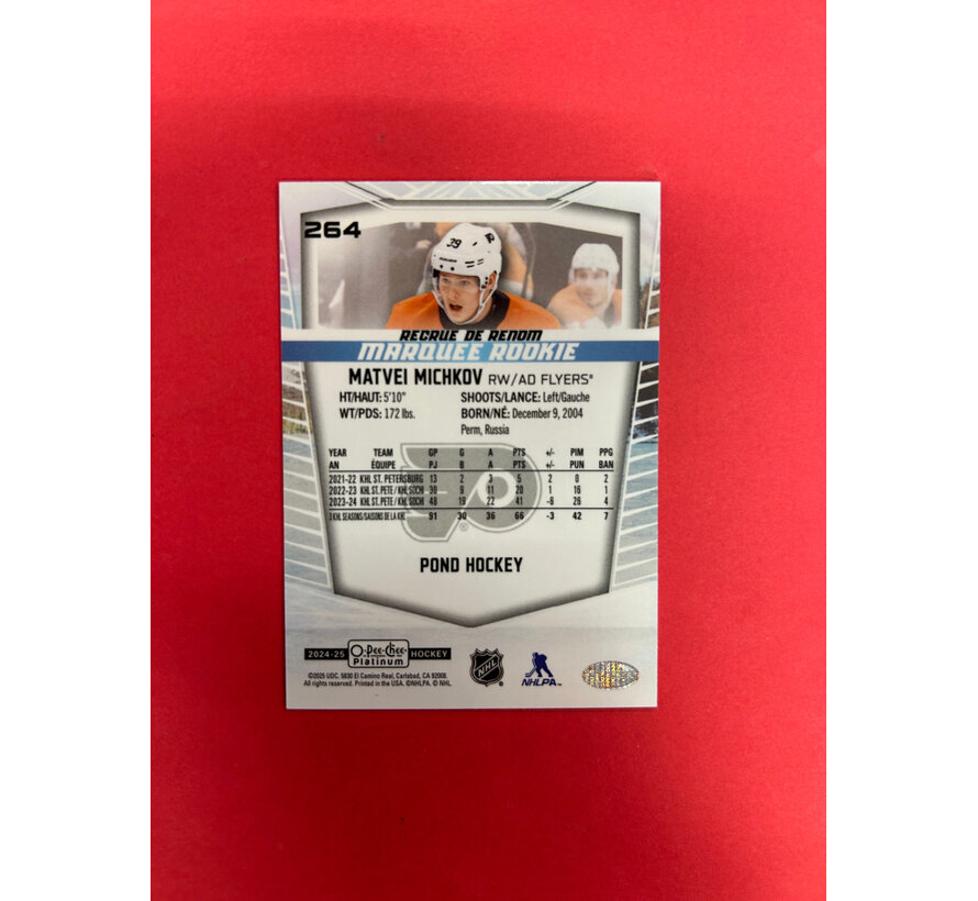 2024-25 OPC PLATINUM MATVEI MICHKOV MARQUEE ROOKIE POND HOCKEY SSP