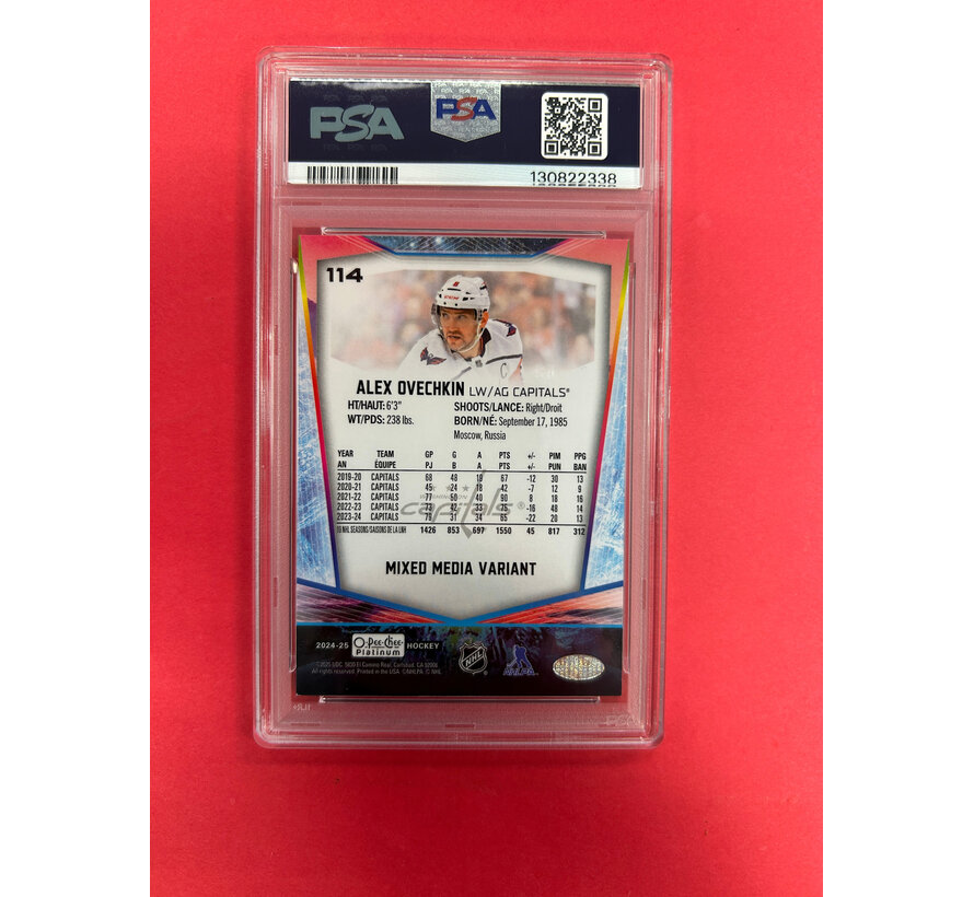 2024-25 OPC PLATINUM ALEX OVECHKIN MIXED MEDIA VARIANT PSA GRADED 9