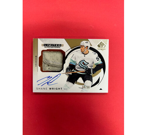 UPPER DECK 2024-25 SP AUTHENTIC SHANE WRIGHT LIMITED AUTO MATERIAL /50 GLOVE PATCH