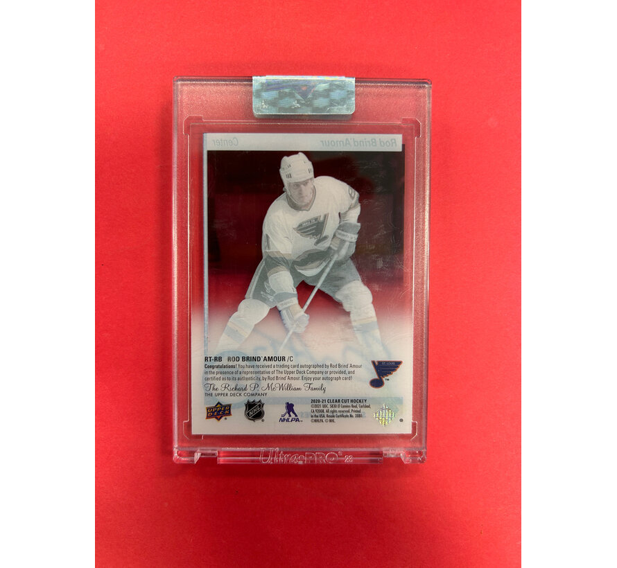 2020-21 UPPER DECK CLEAR CUT ROD BRIND AMOUR RETRO AUTOGRAPH '91