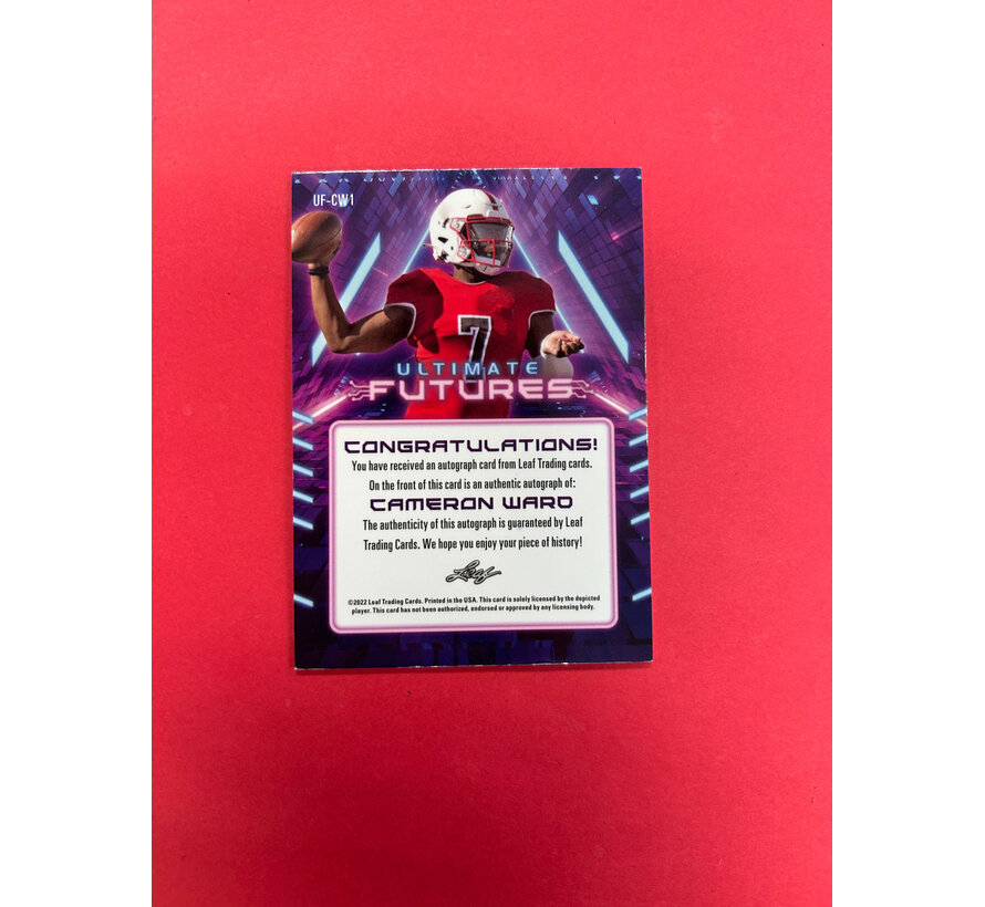 2022 LEAF CAMERON WARD ULTIMATE DRAFT AUTO PURPLE /50