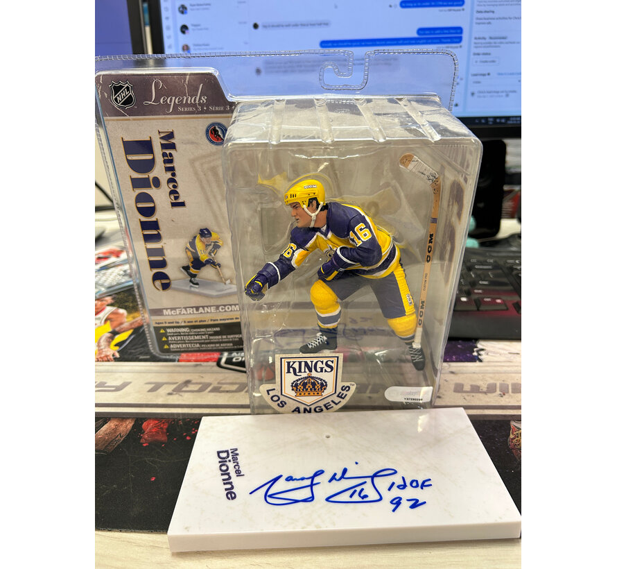 MARCEL DIONNE LEGENDS MCFARLANE WITH AUTOGRAPHED BASE NO COA