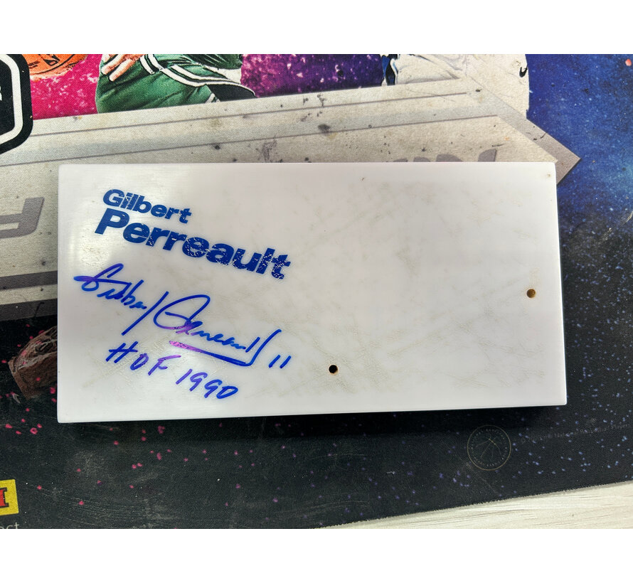 GILBERT PERREAULT LEGENDS MCFARLANE WITH AUTOGRAPHED BASE NO COA