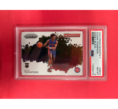 PANINI 2023 PANINI PRIZM MONOPOLY AUSAR THOMPSON MONEY BLAST SP PSA GRADED 8