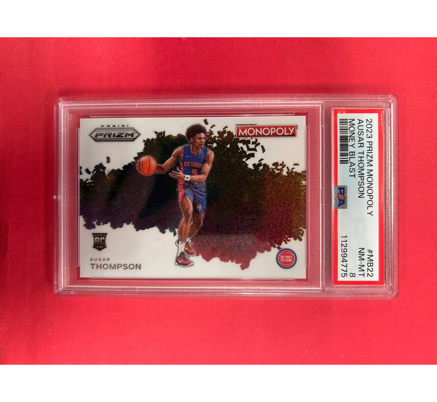 2023 PANINI PRIZM MONOPOLY AUSAR THOMPSON MONEY BLAST SP PSA GRADED 8