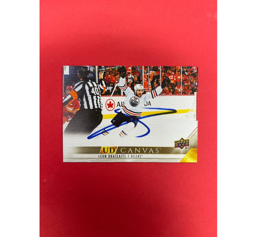 2022-23 UPPER DECK LEON DRAISAITL IN PERSON AUTOGRAPH CANVAS