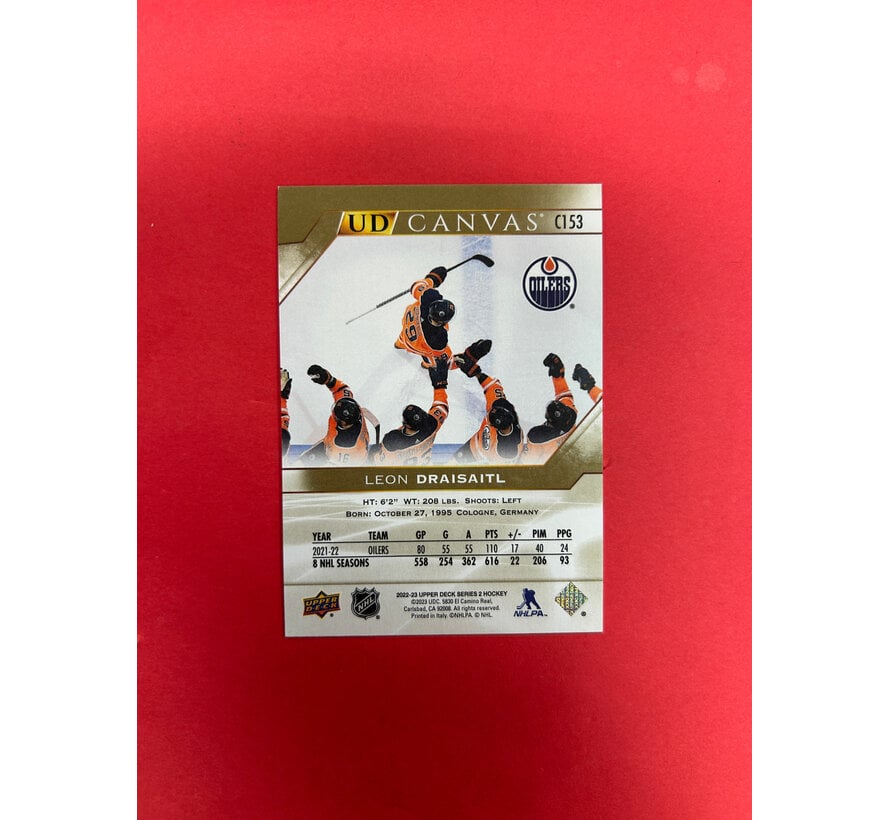 2022-23 UPPER DECK LEON DRAISAITL IN PERSON AUTOGRAPH CANVAS