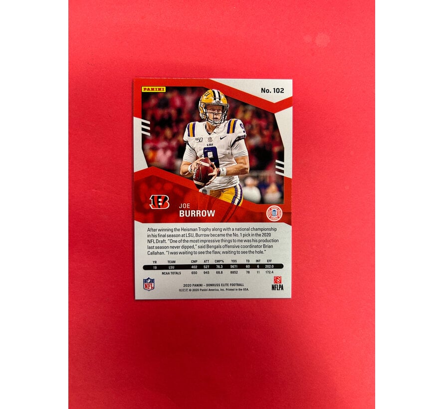 2020 PANINI DONURSS ELITE JOE BURROW ROOKIE FOIL /799