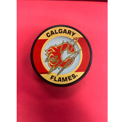CONNOR ZARY AUTOGRAPHED FLAMES PUCK