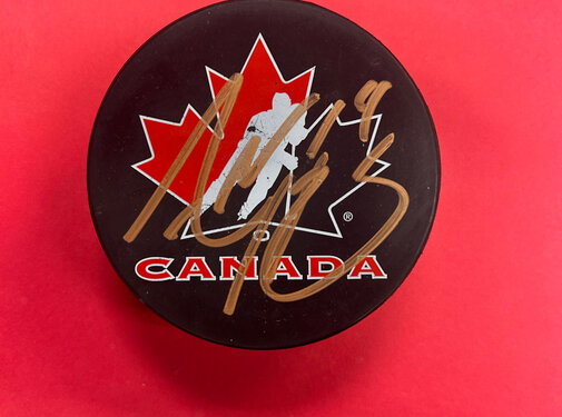 ADAM HENRIQUE TEAM CANADA AUTOGRAPHED PUCK
