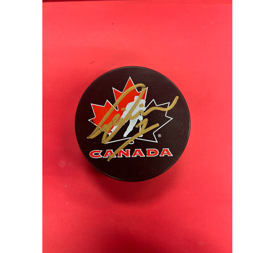 THOMAS MILIC TEAM CANADA AUTOGRAPHED PUCK