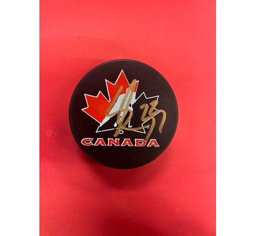 SEBASTIAN COSSA TEAM CANADA AUTOGRAPHED PUCK