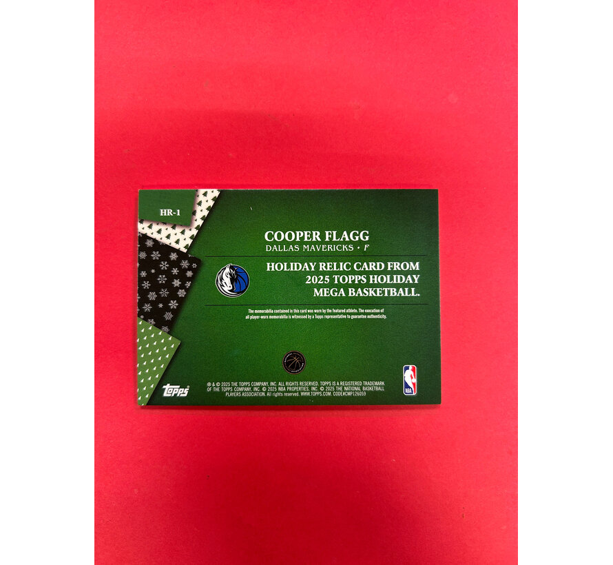 2025 TOPPS COOPER FLAGG HOLIDAY RELIC ROOKIE