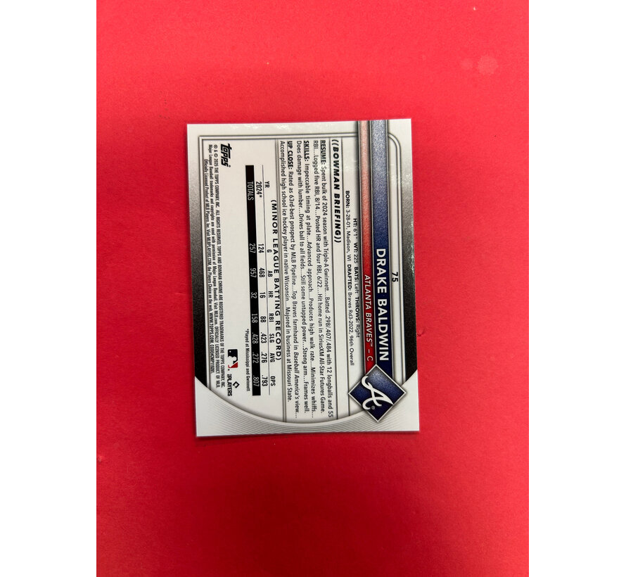 2025 BOWMAN CHROME DRAKE BALDWIN RED REDEMPTION ROOKIE SP