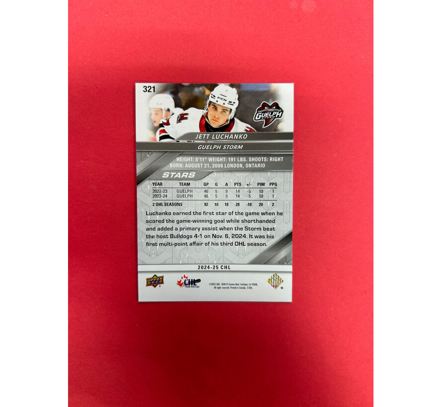 2024-25 UPPER DECK CHL JETT LUCHANKO RED OUTBURST /25