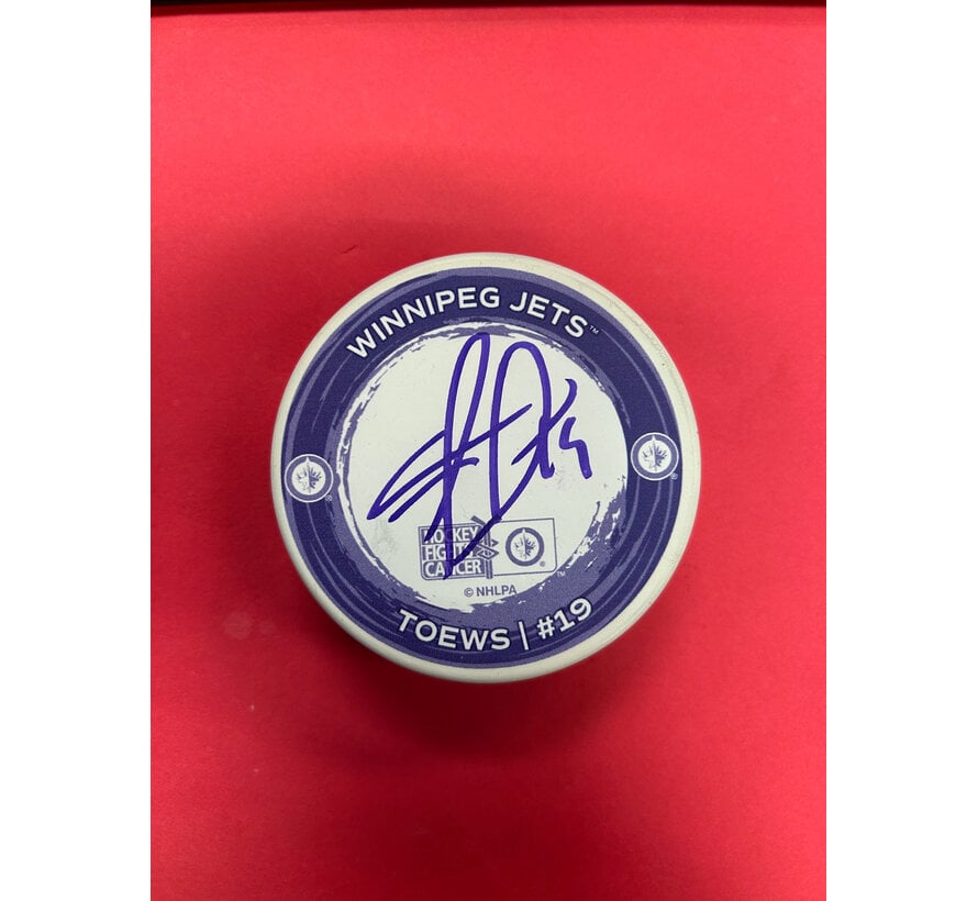 JONATHAN TOEWS WINNIPEG JETS HOCKEY FIGHTS CANCER PUCK