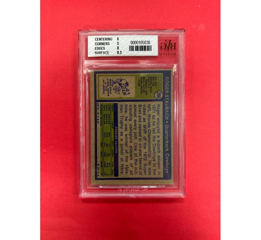 1972 TOPPS ROGER STAUBACH BECKETT VINTAGE GRADED 5.5