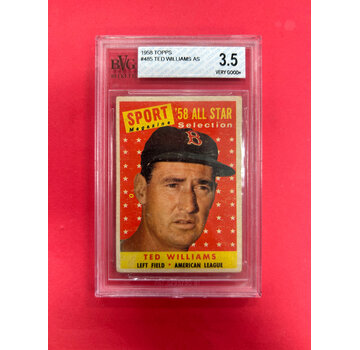 TOPPS 1958 TOPPS TED WILLIAMS ALL STAR BECKETT VINTAGE GRADED 3.5