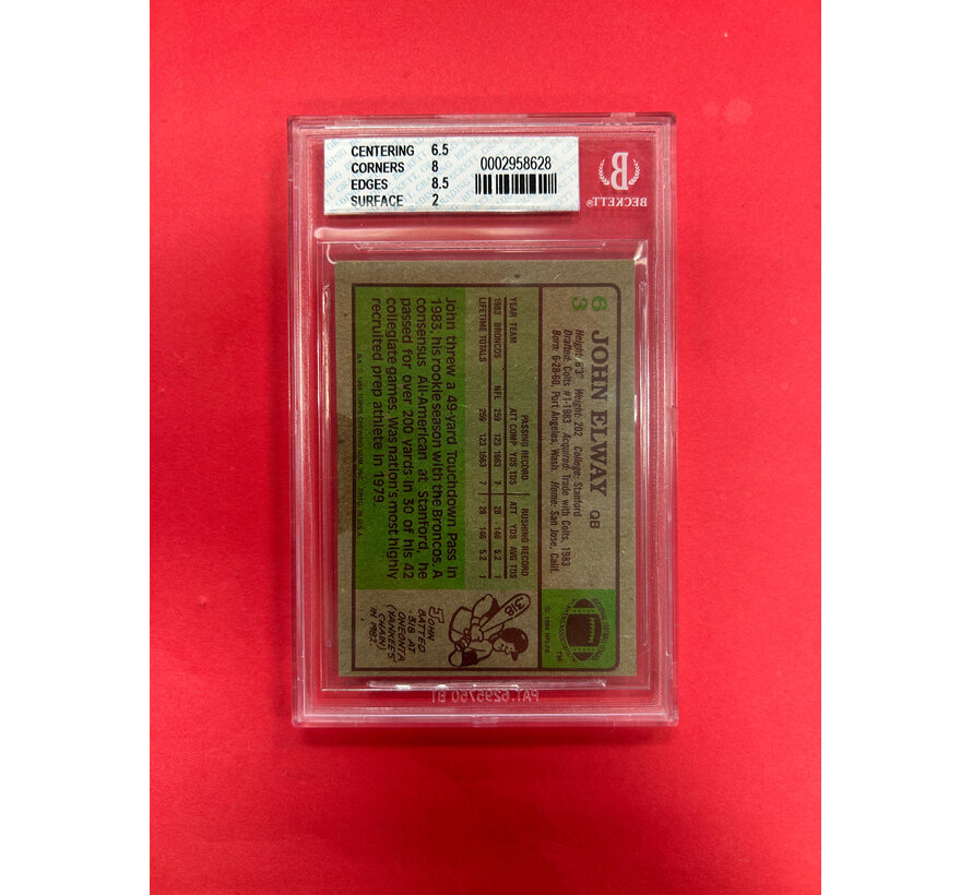 1984 TOPPS JOHN ELWAY ROOKIE BECKETT VINTAGE GRADED 3