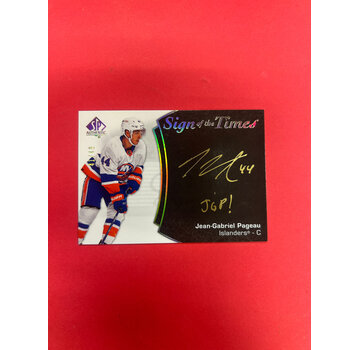 UPPER DECK 2021-22 SP AUTHENTIC JEAN-GABRIEL PAGEAU  SIGN OF THE TIMES BLACK INSCRIBED /49
