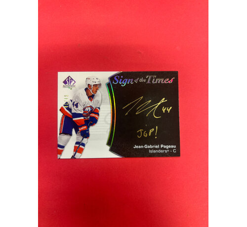 UPPER DECK 2021-22 SP AUTHENTIC JEAN-GABRIEL PAGEAU SIGN OF THE TIMES BLACK INSCRIBED /49