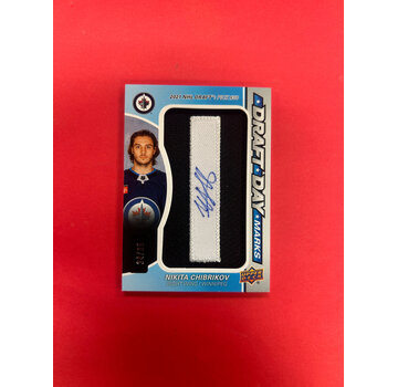 UPPER DECK 2024-25 SP GAME USED NIKITA CHIBRIKOV DRAFT DAY MARKS "I" /35