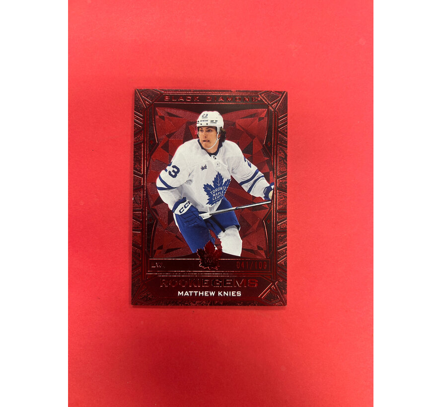 2023-24 UPPER DECK BLACK DIAMOND MATTHEW KNIES ROOKIE GEMS RED /100