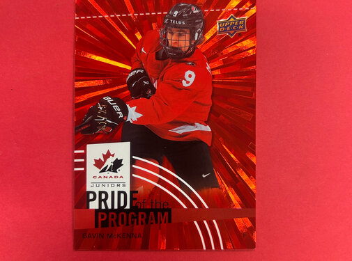 UPPER DECK 2025 UPPER DECK TEAM CANADA GAVIN MCKENNA PRIDE OF THE PROGRAM RED OUTBURST /25