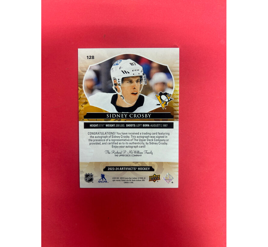 2023-24 UPPER DECK ARTIFACTS SIDNEY CROSBY AUTOGRAPH BLACK /5