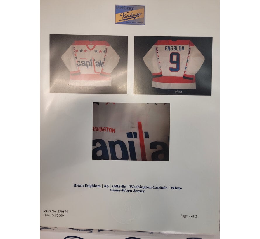 BRIAN ENGBLOM GAME-USED CAPITALS JERSEY FROM 1982-83 MEIGREY C.O.A.
