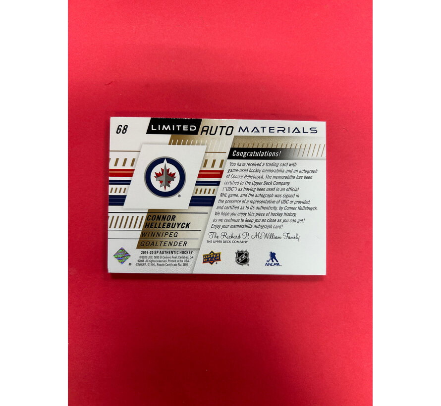 2019-20 SP AUTHENTIC CONNOR HELLEBUYCK LIMITED AUTO MATERIAL /100