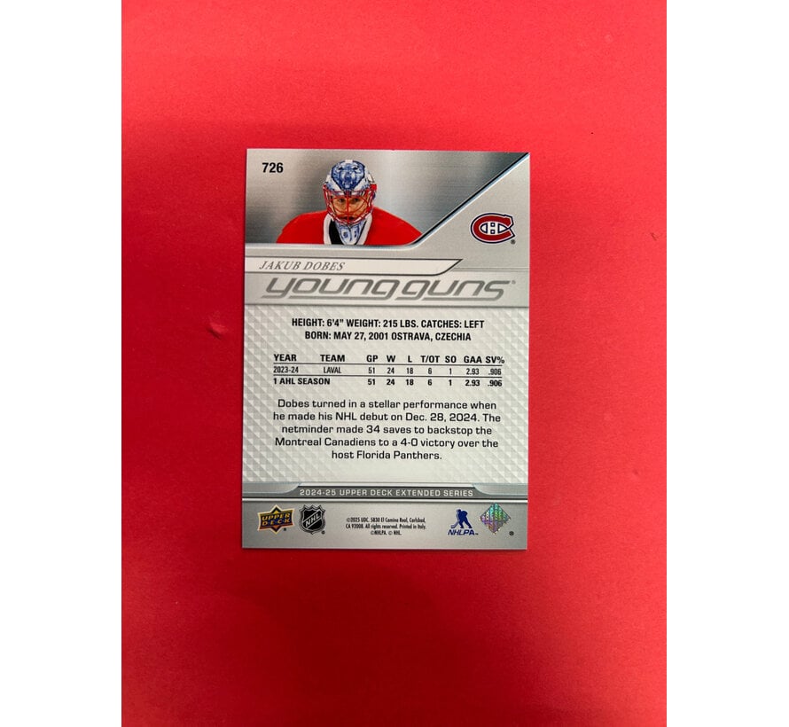 2024-25 UPPER DECK EXTENDED JAKUB DOBES YOUNG GUNS