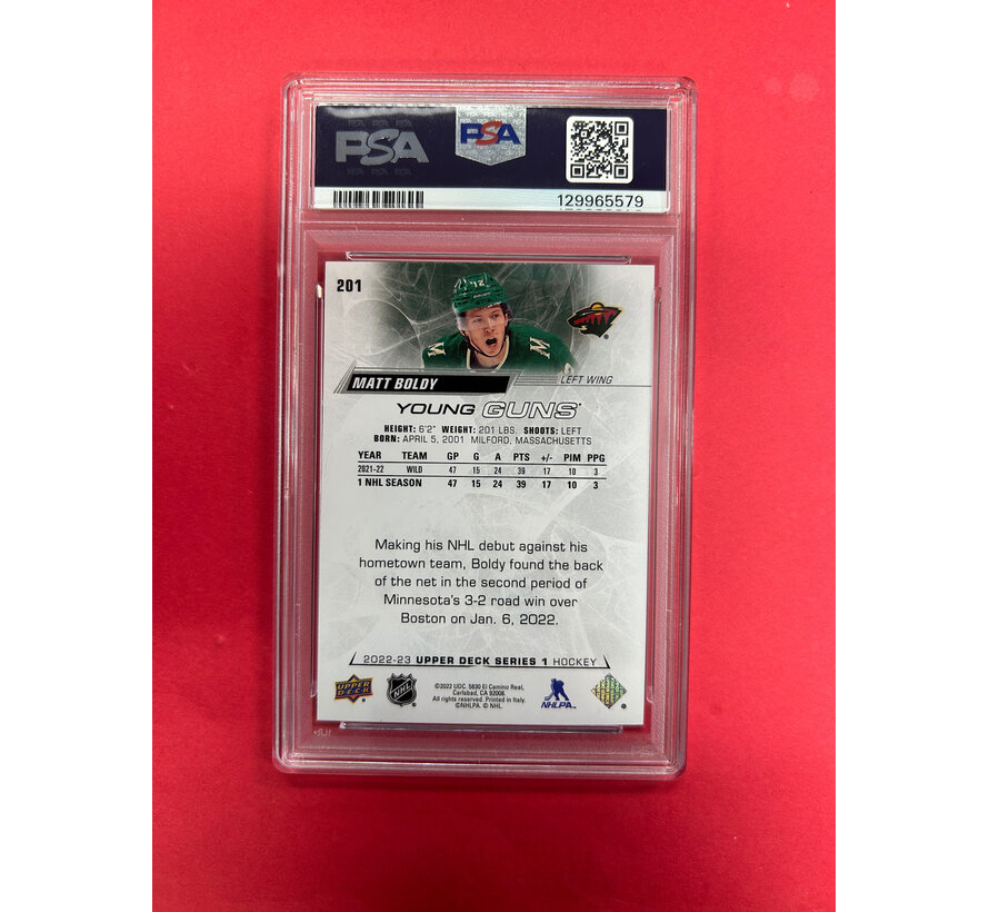 2022 UPPER DECK MATT BOLDY YOUNG GUNS PSA GRADED 8