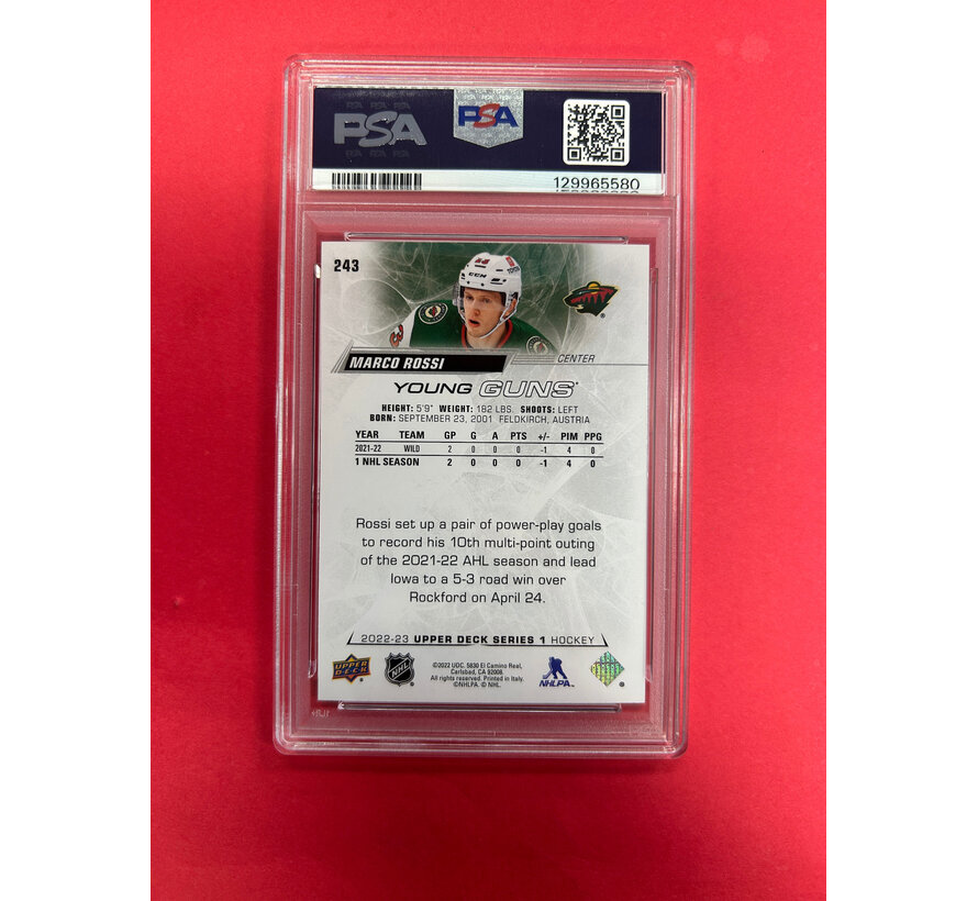 2022 UPPER DECK MARCO ROSSI YOUNG GUNS PSA GRADED 9