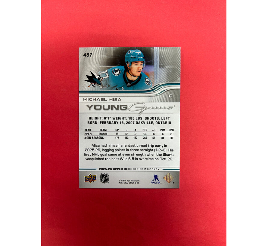 2025-26 UPPER DECK SERIES 2 MICHAEL MISA YOUNG GUNS