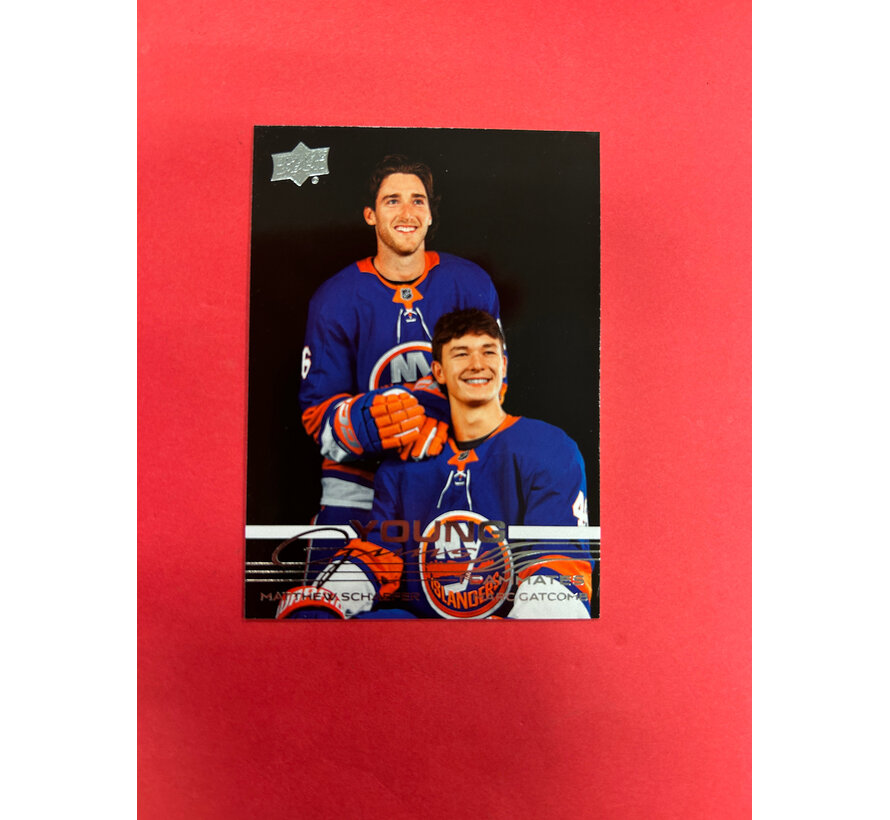 2025-26 UPPER DECK SERIES 2 YOUNG GUNS TEAMATES SCHAEFER/GATCOMB STEPBROTHERS POSE
