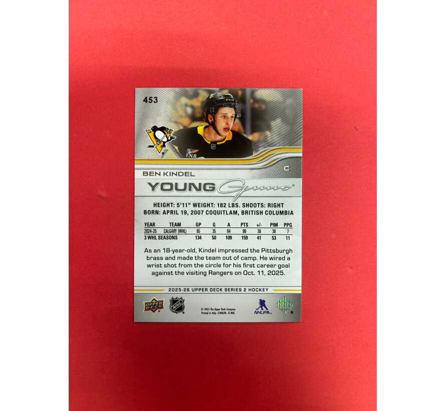 2025-26 UPPER DECK SERIES 2 BEN KINDEL YOUNG GUNS