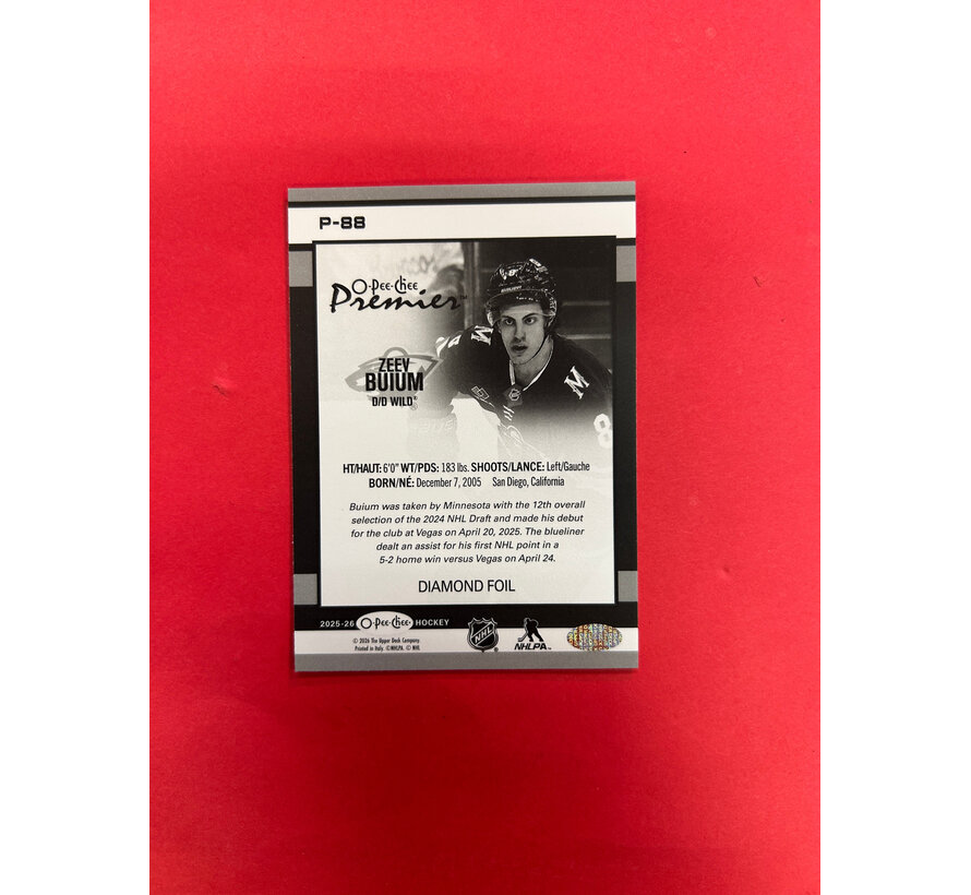 2025-26 O-PEE-CHEE ZEEV BUIUM PREMIER DIAMOND FOIL /75 ROOKIE