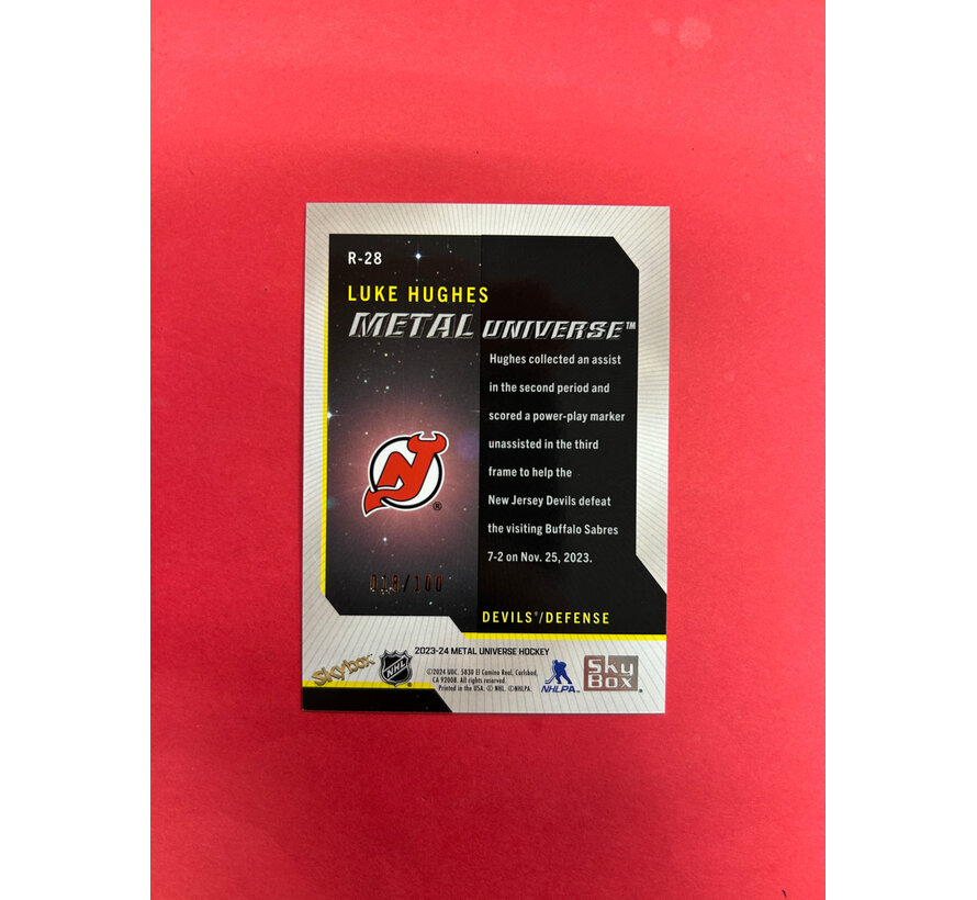 2023-24 METAL UNIVERSE LUKE HUGHES PRECIOUS METAL GEMS RETRO ROOKIE /100