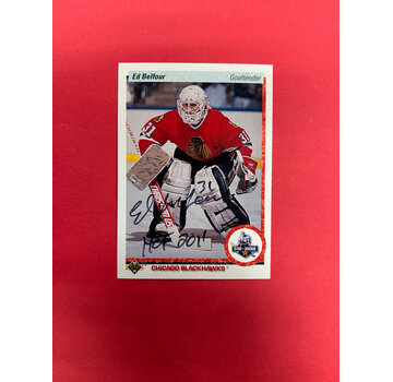 UPPER DECK 1991 UPPER DECK ED BELFOUR ROOKIE AUTOGRAPHED HOF INSCRIPTION