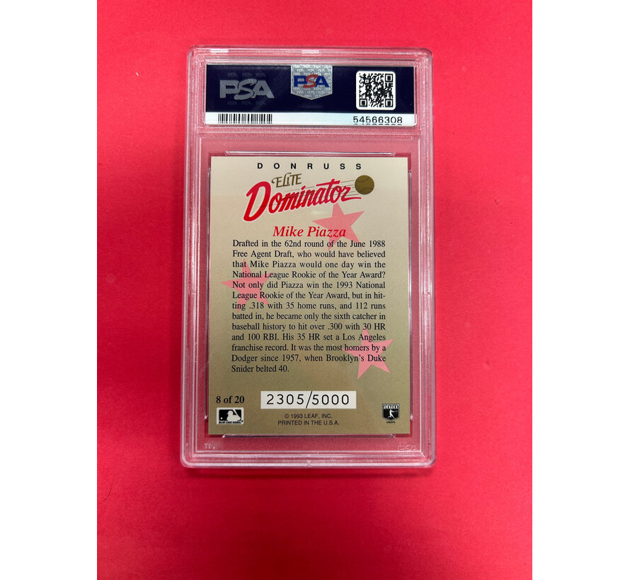 1993 DONRUSS ELITE MIKE PIAZZA DOMINATOR PSA GRADED 8