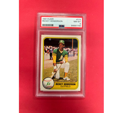 FLEER 1981 FLEER RICKEY HENDERSON PSA GRADED 8