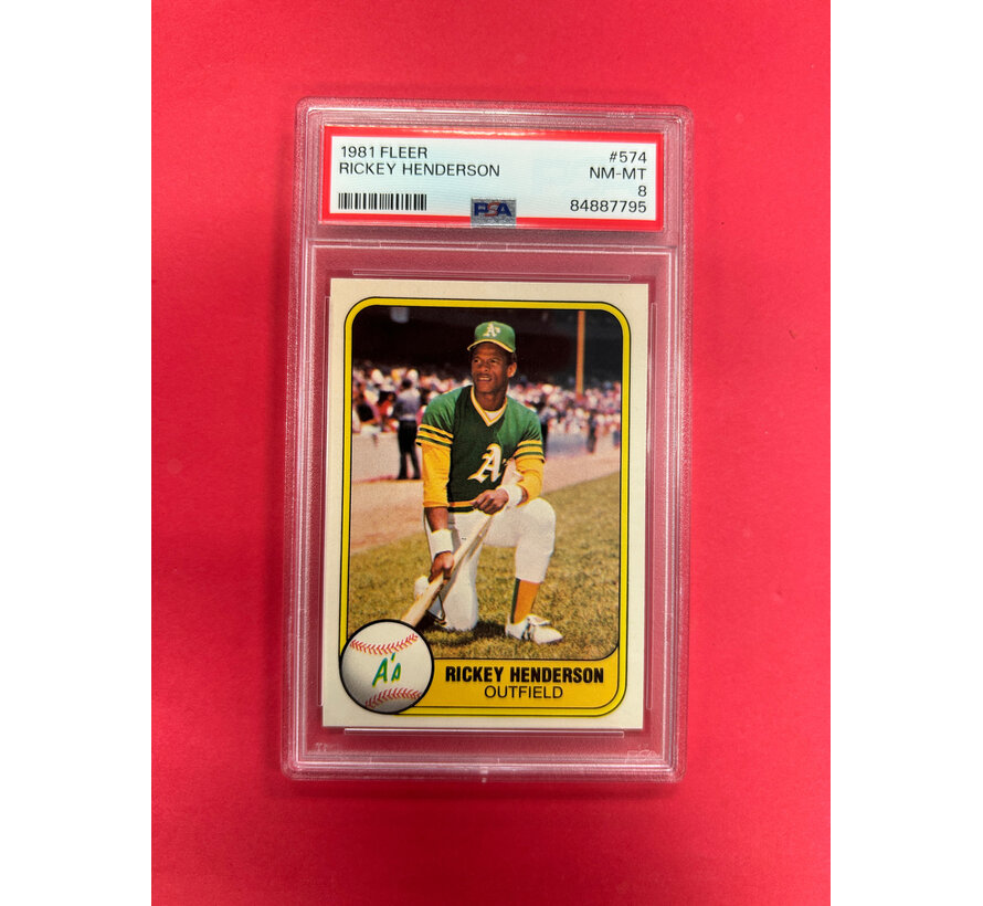 1981 FLEER RICKEY HENDERSON PSA GRADED 8