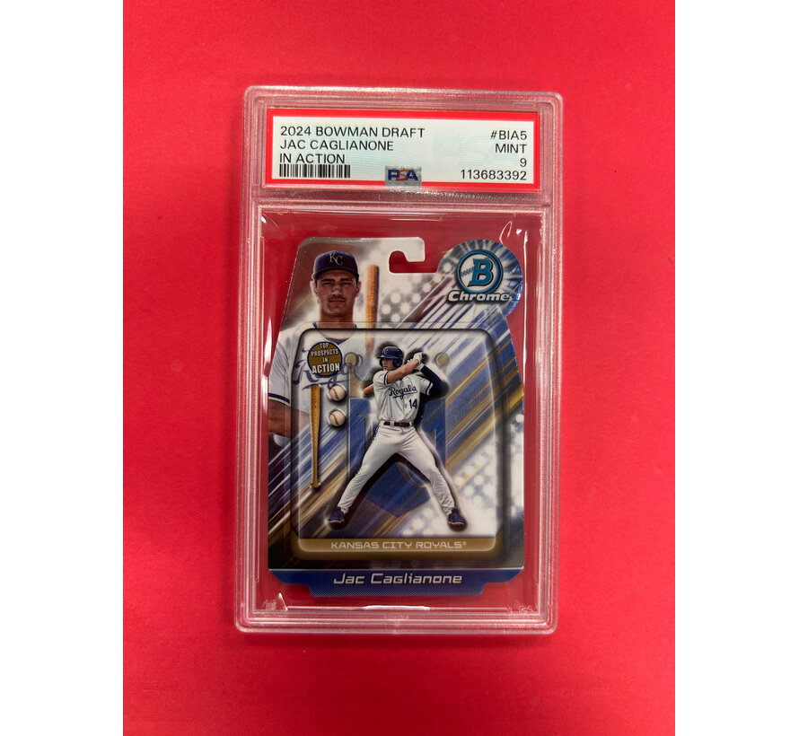 2024 BOWMAN JAC CAGLIANONE IN ACTION PSA GRADED 9