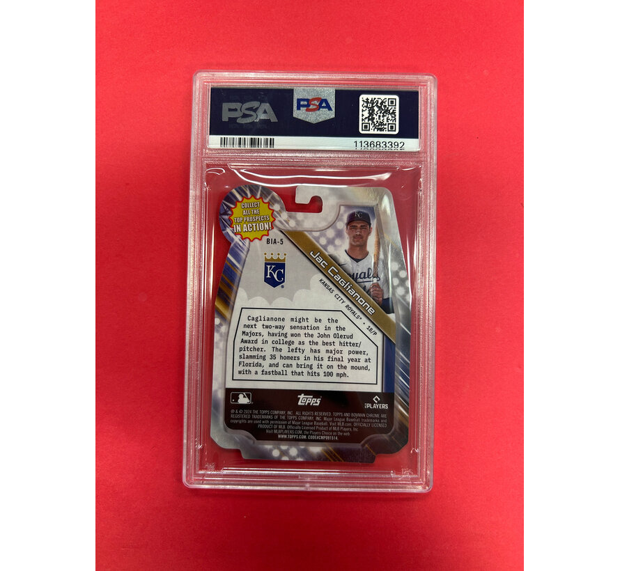 2024 BOWMAN JAC CAGLIANONE IN ACTION PSA GRADED 9