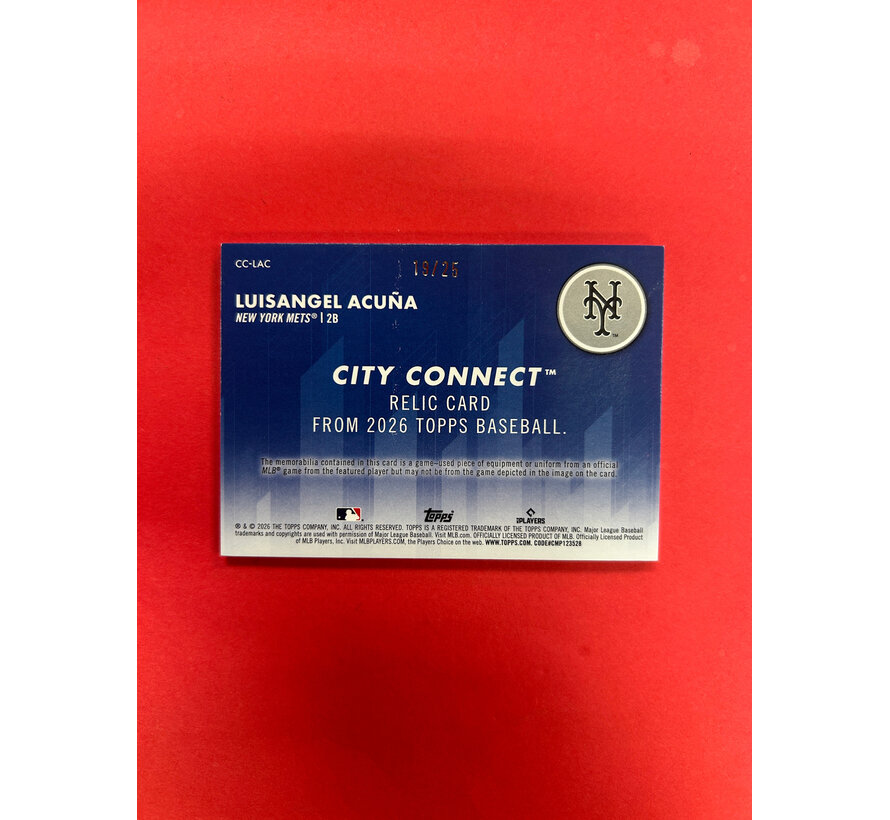 2026 TOPPS LUISANGEL ACUNA CITY CONNECT PATCH /25