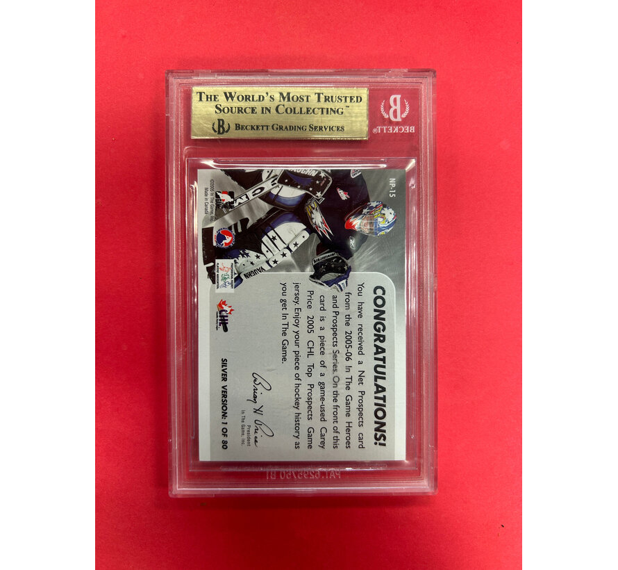 2005-06 IN THE GAME CAREY PRICE NET PROSPECTS BECKETT GRADED 9.5