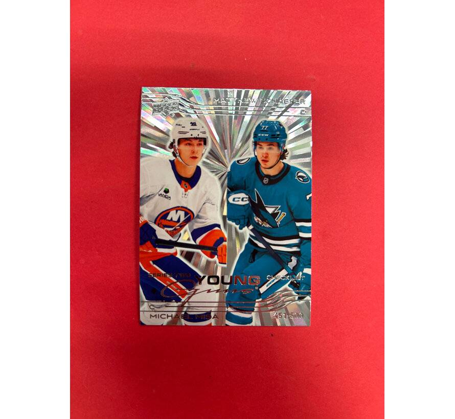2025-26 UPPER DECK SERIES 2 MATTHEW SCHAEFER MICHAEL MISA YOUNG GUNS CHECKLIST OUTBURST