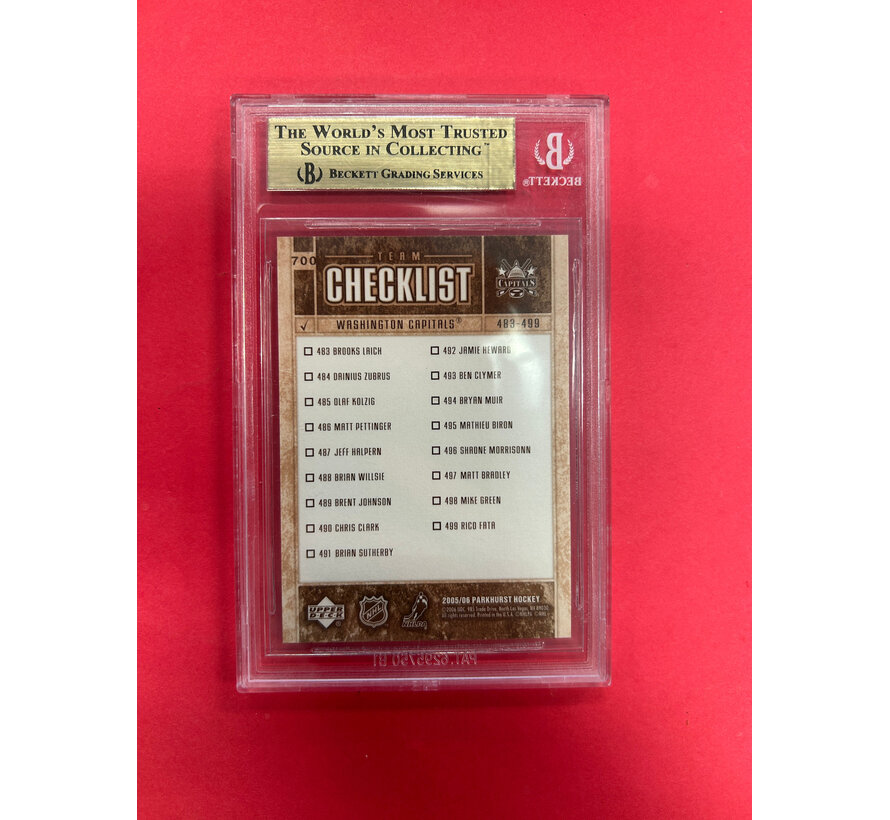 2005-06 PARKHURST ALEXANDER OVECHKIN  CHECKLIST BECKETT GRADED 9.5