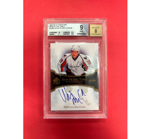 UPPER DECK 2007-08 SP AUTHENTIC NICKLAS BACKSTROM SIGN OF THE TIMES ROOKIE BECKETT GRADED 8 AUTO 8